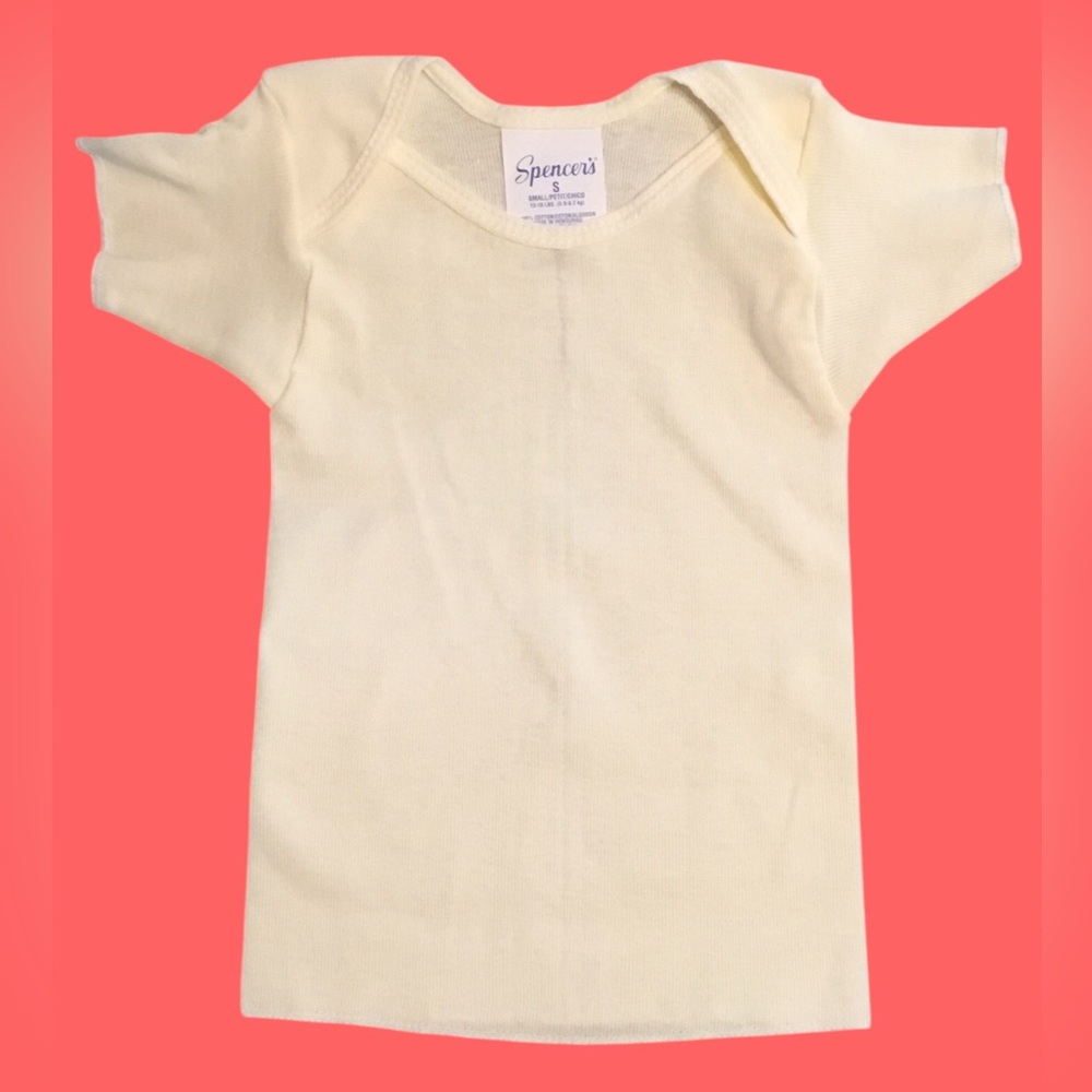 Spencer's Pale Yellow Short Sleeve Infant Lap Tee. 100% cotton. NEW!